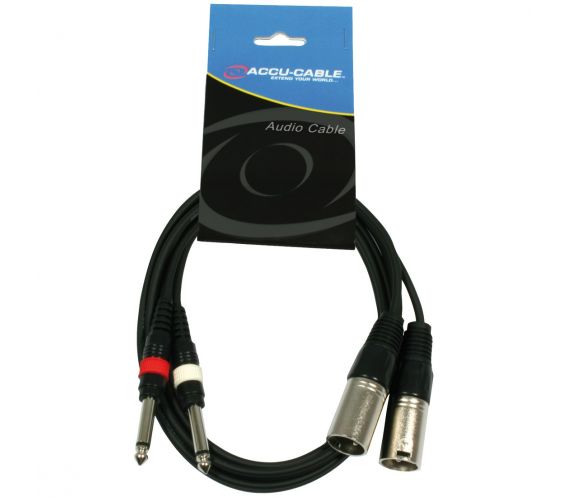 Twin XLR male To  Twin 6.3mm Jack Cable 3m
