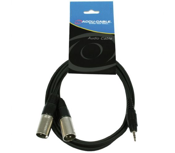 High-Quality Twin XLR Male To 3.5mm S-Jack Cable 1.5m