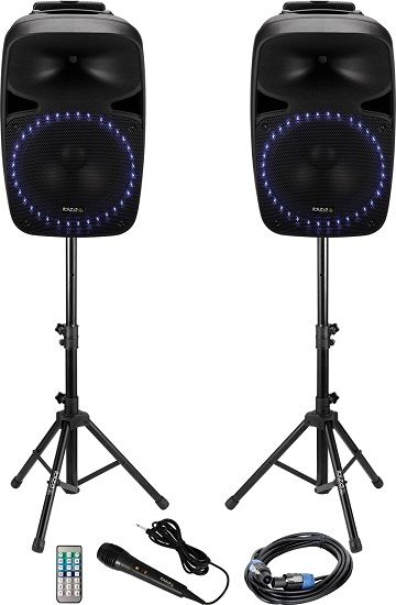 Ibiza Sound PKG15A 15-inch 500w Complete Speaker Sound System
