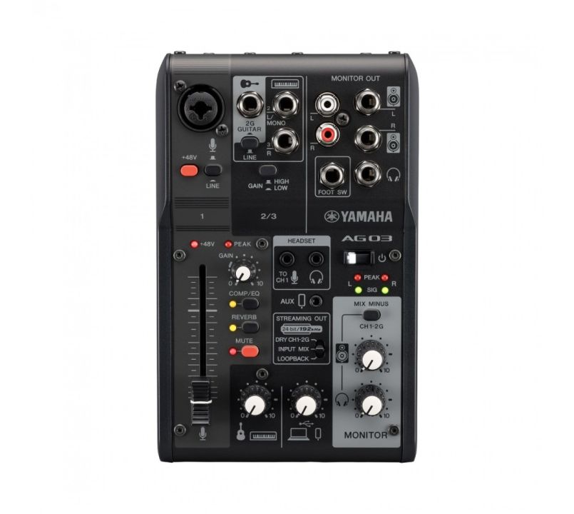 Yamaha AG03 MK2 3-Channel Mixing Console – Black
