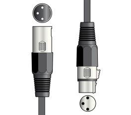 DMX lighting lead, 3-pin XLR plug to 3-pin XLR socket - 10.0m