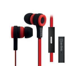 Av:Link Rubberised Stereo Earphones with Hands-free Black/Red