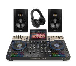 Denon DJ Prime 4 G2, T8V Speakers and HDJ-X5 Headphones Package Deal