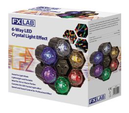 FXLAB 6 Way Multi-Coloured LED Crystal Effect Disco/Party Lighting Effect box