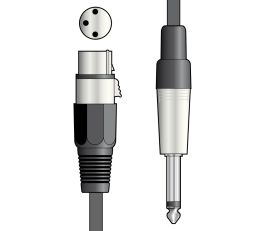 QTX Microphone Lead - XLR Female - 6.3mm Mono Jack Plug