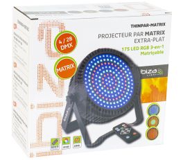 Ibiza Light THINPAR-MATRIX Extra Flat Par Projector Light Effect main image with packaging.