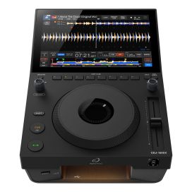 AlphaTheta CDJ-1500X top image, showing the screen, controls and jogwheel.