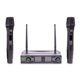 Q-Audio QWM 1950 HH Dual Channel UHF Wireless Microphone System Front view