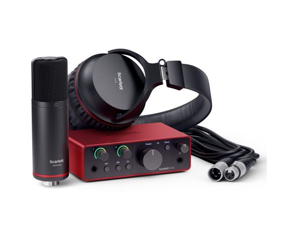 Focusrite Scarlett Solo Studio 4th Gen USB Audio Interface, Mic and Headphones Bundle