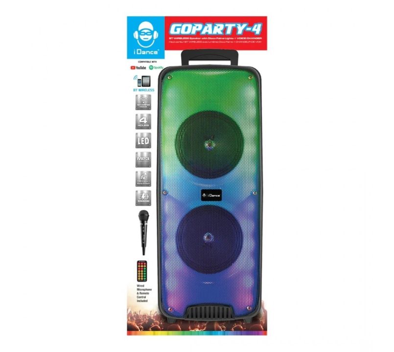 iDance GOPTY4 Portable Bluetooth Karaoke Speaker with LED Effects