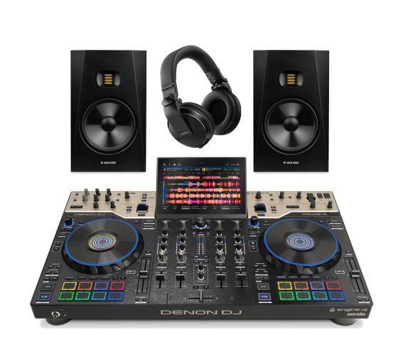 Denon DJ Prime 4 G2, T8V Speakers and HDJ-X5 Headphones Package Deal