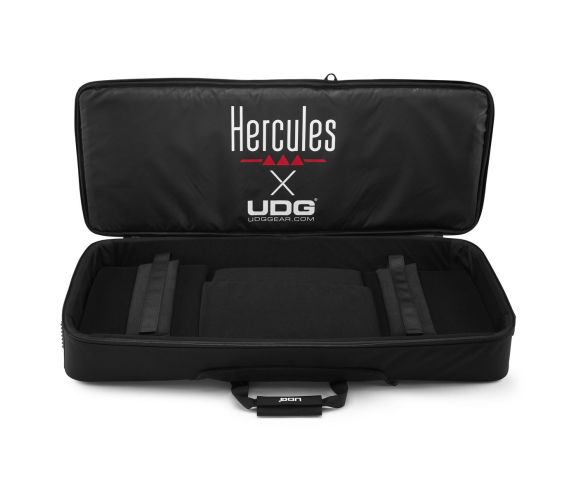 An image of the Hercules DJ Control T10 Backpack, showing the case open without the T10 inside.