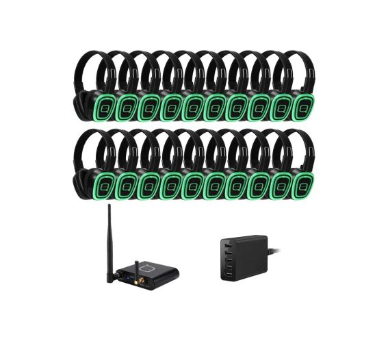 Q-Audio 20 Way Silent Disco Bundle With Bluetooth Transmitter & Charger