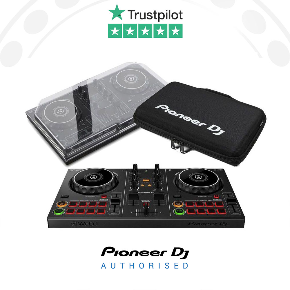 Pioneer DJ DDJ-200, Decksaver and DJC-200 Carry Bag Package