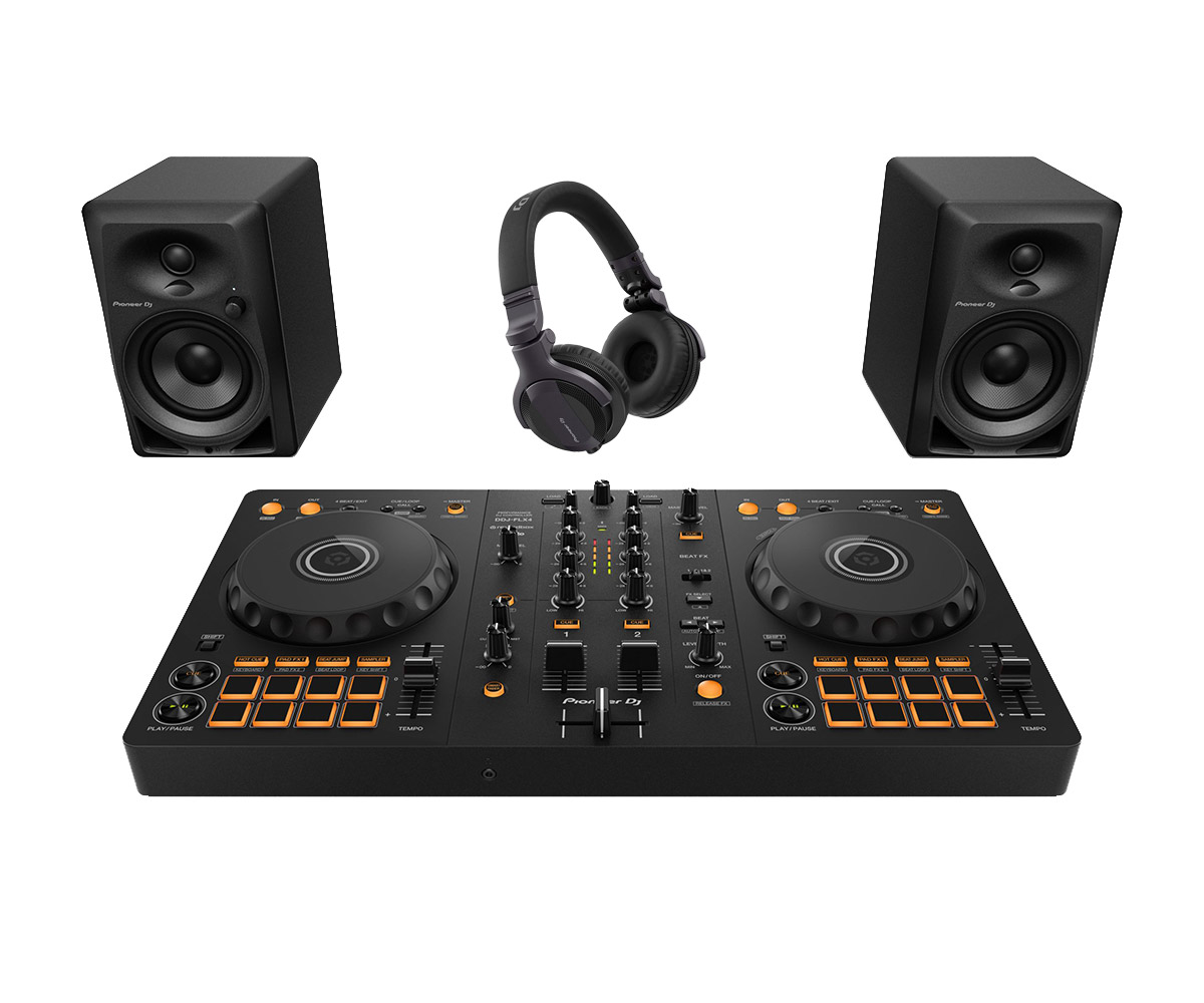 Pioneer DJ DDJ-FLX4, DM-50D and HDJ-CUE1 Starter Bundle