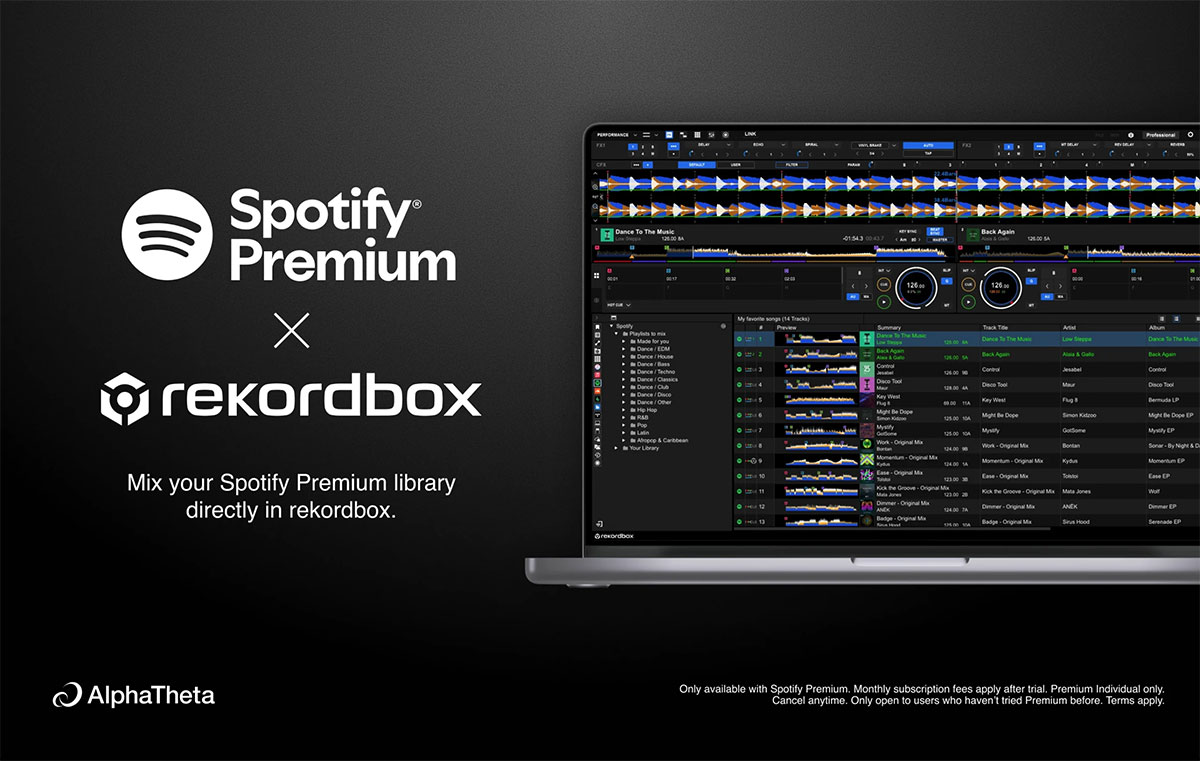 Rekordbox for Mac/Windows now supports playback from Spotify